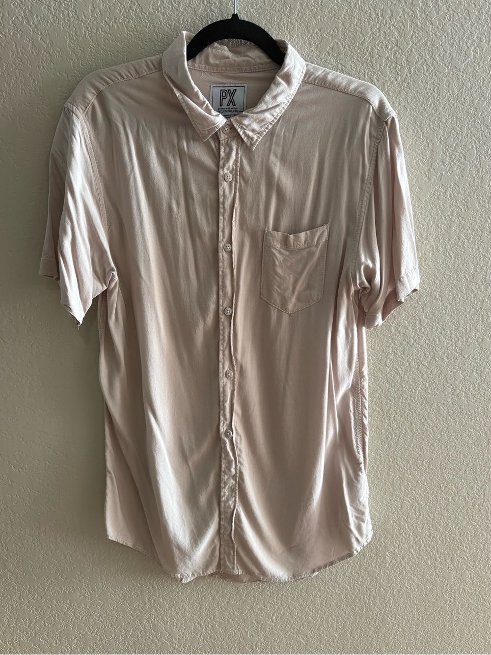 Men's Short-Sleeve Button-Up Shirt in Light Beige